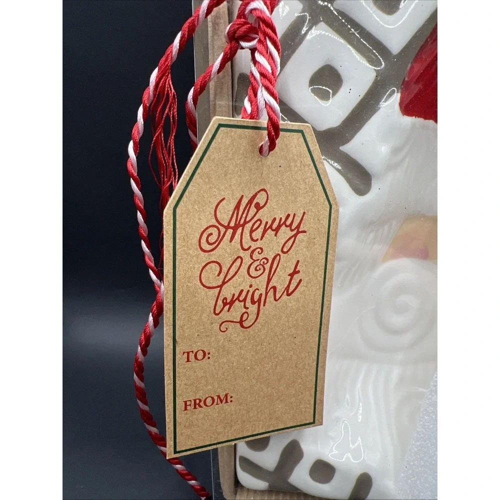 New Mud Pie Christmas Santa Dip Bowl Set Ceramic Face Spoon Gift Box 2015